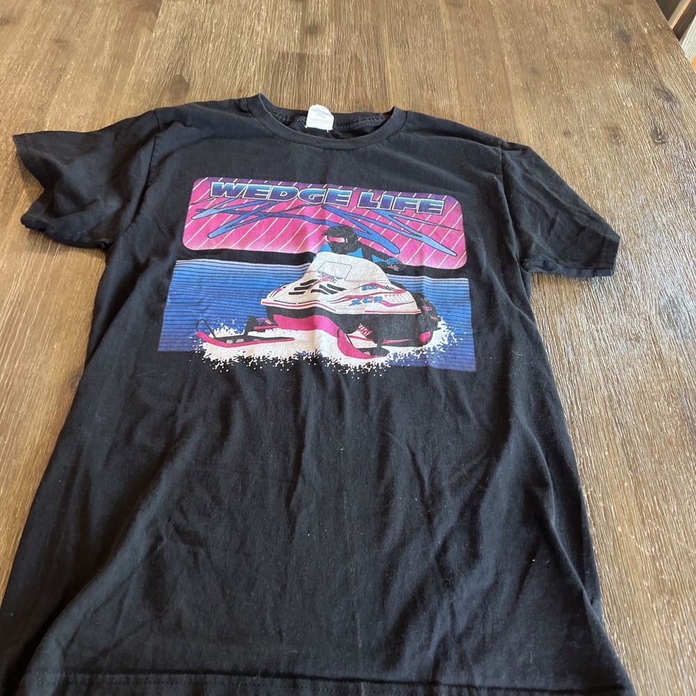 Vintage Wedge Life Snowmobile T-shirt 80s/90s Retro Arctic Cat Style Sledneck